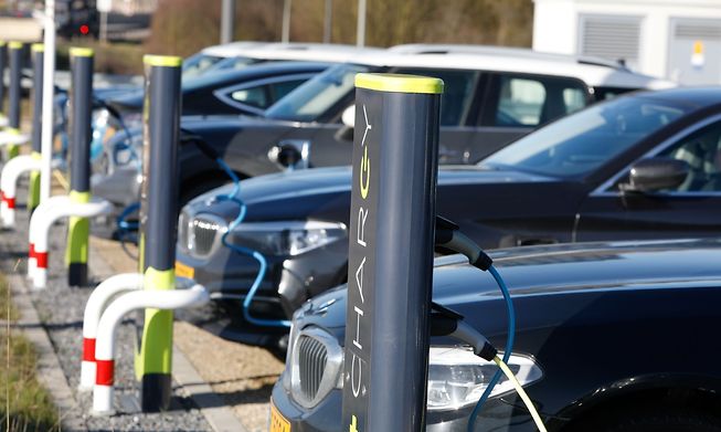 Cars parked at charging stations in Luxembourg 
