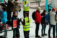 Covit-19 test control for passengers arriving at Lisbon Airport. 