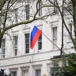 The Russian flag flies from the Russian consulate in central London on March 15, 2018.
Britain's Prime Minister Theresa May said Moscow was "culpable" of the attempted murder of Skripal, a Russian spy who sold secrets to the MI6 British intelligence agency and came to Britain in a 2010 spy swap. She announced the expulsion of 23 diplomats and the suspension of some high-level contacts. / AFP PHOTO / Justin TALLIS