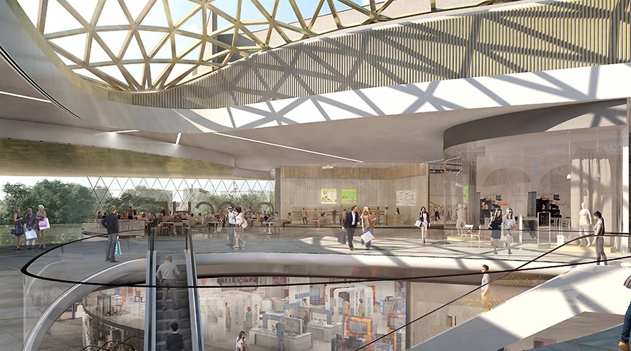 Vue du niveau supérieur de la galerie commerciale