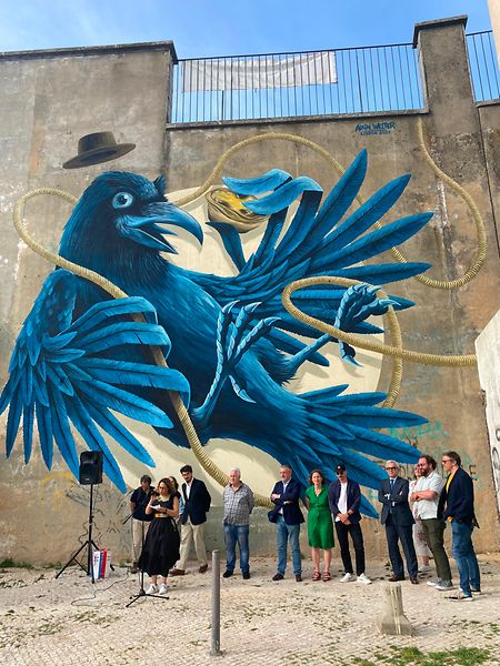 A cerimónia de inauguração do mural de Alain Welter em Lisboa.