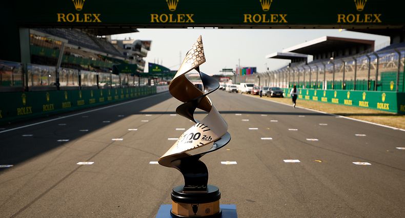 LE MANS, FRANCE - JUNE 06: A detail view of the winner's trophy prior to the 100th anniversary of the 24 Hours of Le Mans at the Circuit de la Sarthe June 5, 2023 in Le Mans, France. on June 06, 2023 in Le Mans, France. (Photo by Chris Graythen/Getty Images)