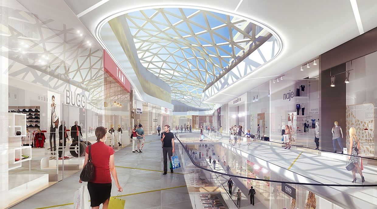 Vue du niveau supérieur de la galerie commerciale