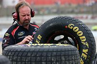 ROSSBURG, OH - JULY 24: Crew members prepare their Goodyear Racing tire, made for dirt track racing, during practice for the NASCAR Camping World Truck Series inaugural Mudsummer Classic at Eldora Speedway on July 24, 2013 in Rossburg, Ohio.   Tom Pennington/Getty Images/AFP== FOR NEWSPAPERS, INTERNET, TELCOS & TELEVISION USE ONLY ==
