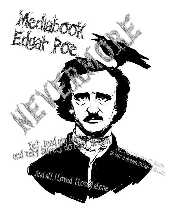 Illustration by Edgar Allan Poe. Portrait of a great American writer and poet. Illustration for a tattoo, site, booklet, poster, postcard. Image on white background isolated. Vector illustration.