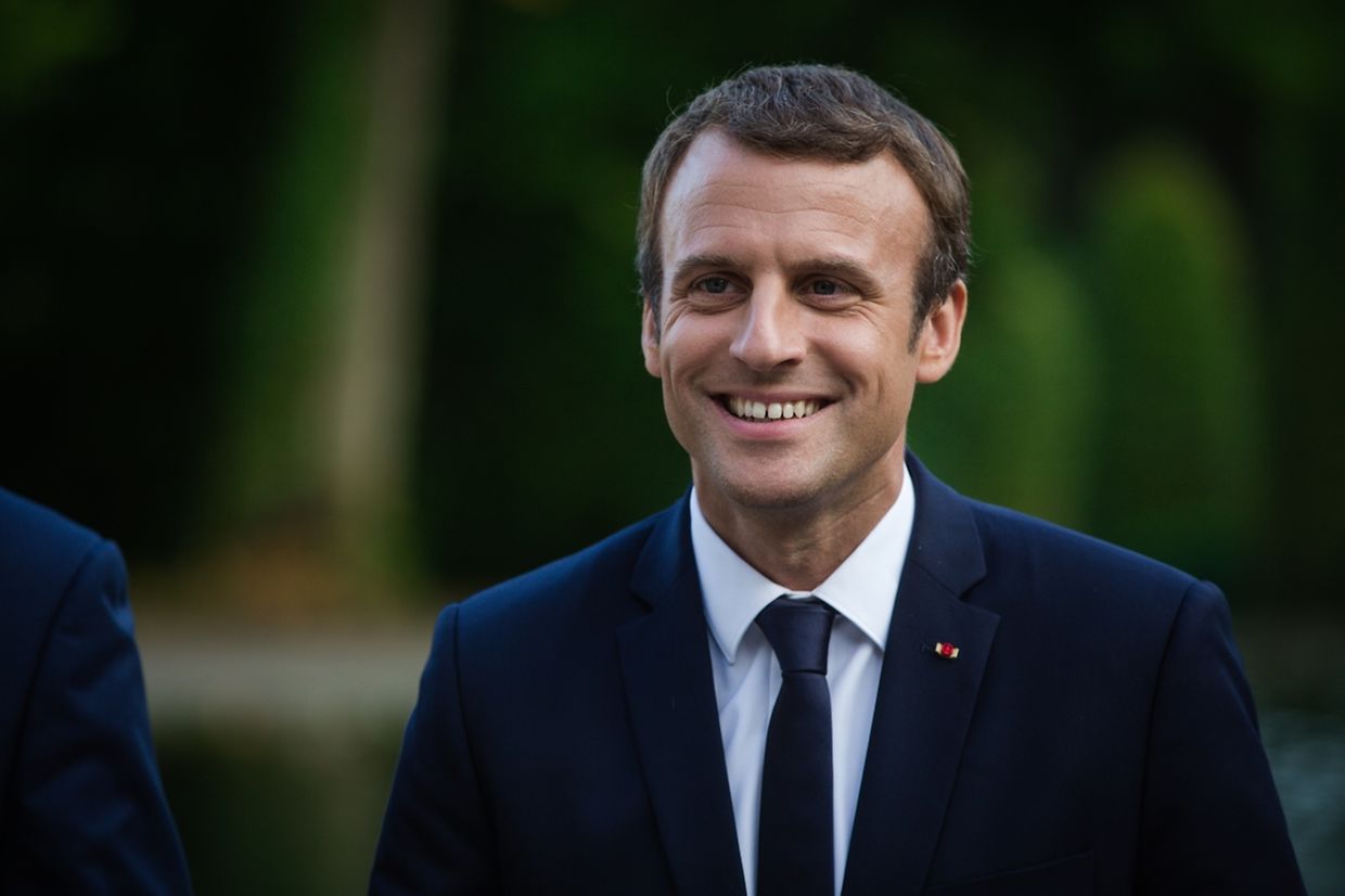 Emmanuel Macron, Xavier Bettel et Charles Michel, au château de Senningen pour une entretien trilatéral