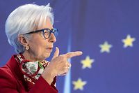 16.03.2023, Hessen, Frankfurt/Main: Christine Lagarde, Präsidentin der Europäischen Zentralbank (EZB) spricht auf einer Pressekonferenz zur aktuellen Ratssitzung der Bank. Foto: Boris Roessler/dpa +++ dpa-Bildfunk +++