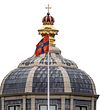 The royal flag flies on the roof of Huis ten Bosch (House ten Bosch) in The Hague, The Netherlands, on January 13, 2019, after  Dutch King Willem-Alexander, Queen Maxima and their three daughters moved to the palace. - The Government information service announced that Dutch King Willem-Alexander, Queen Maxima and their three daughters have moved to the palace in The Hague. The family had lived since 2003 at the Eikenhorst villa in Wassenaar. (Photo by Robin UTRECHT / ANP / AFP) / Netherlands OUT