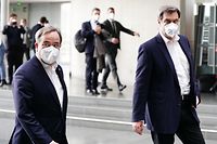 Bei der Klausurtagung der Unions-Bundestagsfraktion in Berlin signalisierten Armin Laschet (links) und Markus Söder beide Bereitschaft, für das höchste Regierungsamt zu kandidieren. 