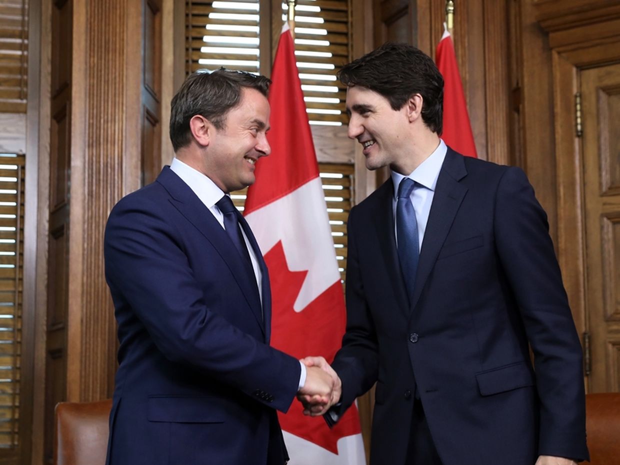 (de g. à dr.) Xavier Bettel, Premier ministre, ministre d'État ; Justin Trudeau, Premier ministre du Canada