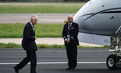 Britain's King Charles III walks to his plane at Aberdeen Airport to travel to London on September 9, 2022, following the death of his mother, Britain's Queen Elizabeth II the previous day. - Queen Elizabeth II, the longest-serving monarch in British history and an icon instantly recognisable to billions of people around the world, died at her Scottish Highland retreat on September 8. (Photo by Aaron Chown / POOL / AFP)