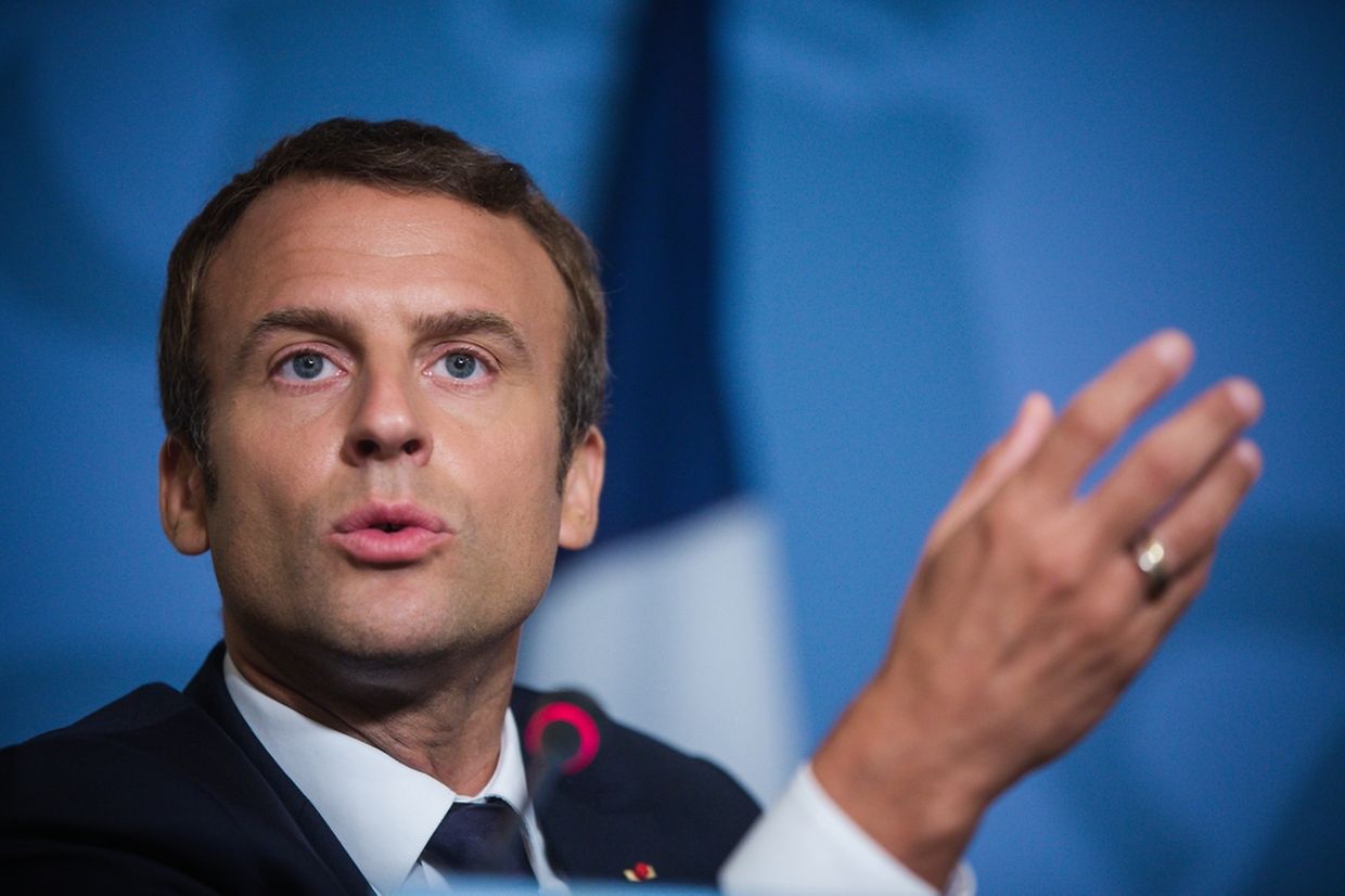 Emmanuel Macron, Xavier Bettel et Charles Michel, au château de Senningen pour une entretien trilatéral