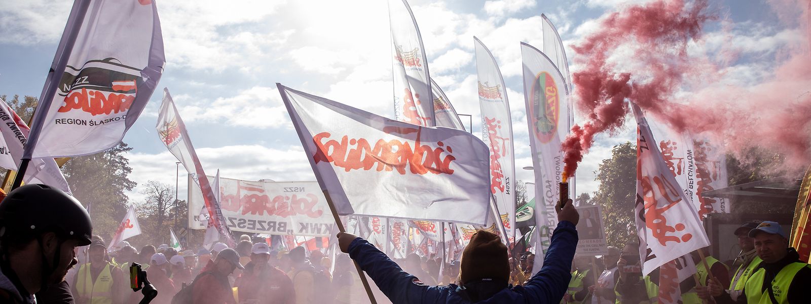 Die Bergarbeiter waren aus Polen angereist um gegen ein Urteil des europäischen Gerichtshofes zu protestieren.