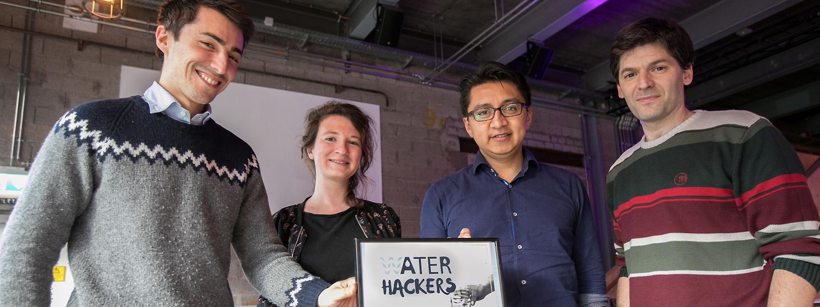 Giacomo Piovan, Irina Moons, Ivan Razo-Zapata, Paulo Da Silva Carvalho (v.l.n.r.) arbeiten seit Anfang des Jahres gemeinsam an dem Projekt „Water-Hackers“. 