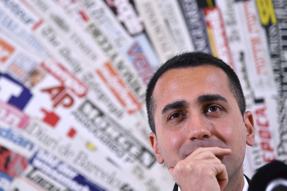 Luigi Di Maio, leader of the Five Star Movement, attends a meeting with foreign press in Rome (AFP)