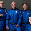 From left to right, Mark Bezos, Jeff Bezos, 18-year-old Dutchman Oliver Daemen and 82-year-old former US driver Wally Funk.  The four will leave this Tuesday for space.
