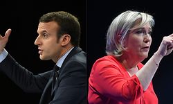 Laut Umfragen liegt Marine Le Pen (r.) im ersten Wahlgang derzeit knapp vor Amtsinhaber Emmanuel Macron.Hier ein Archivfoto aus dem Präsidentschaftswahlkampf von 2017.