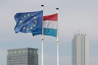 24.3.Europa / 60 Jahre Römische Verträge / Europa In Luxemburg / Europafahne / Fahnen Foto.Guy Jallay
