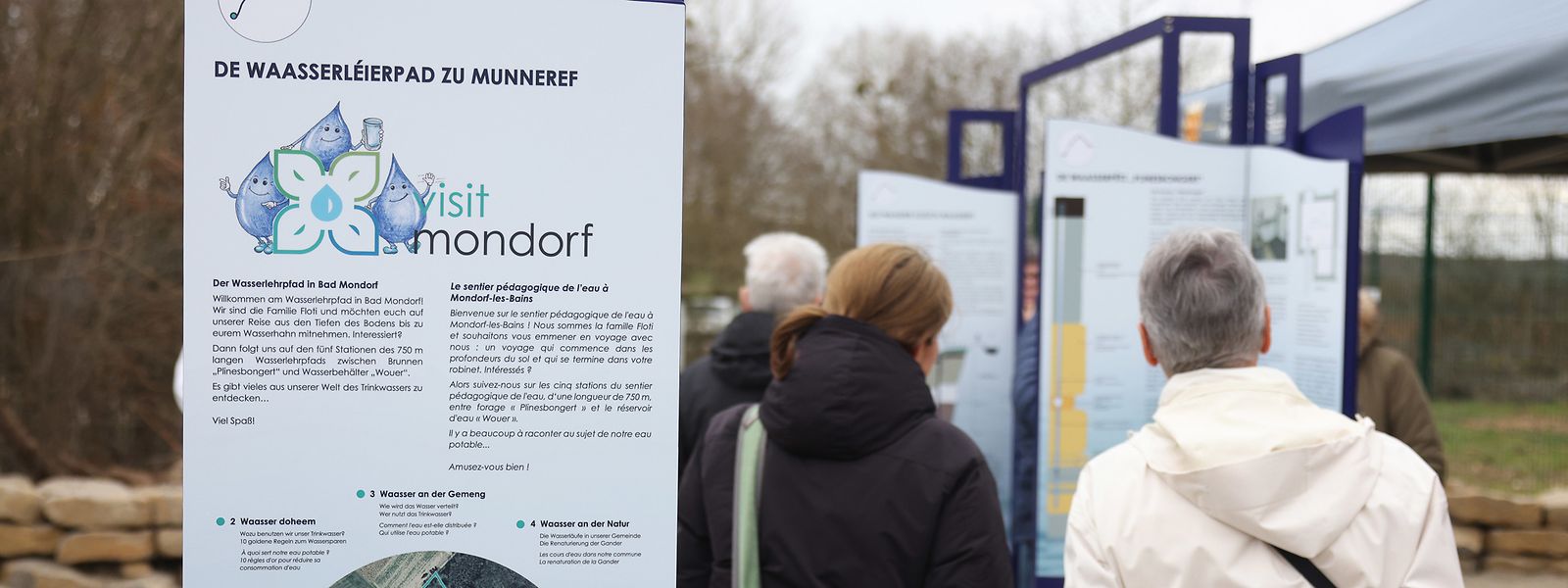 Der neue Lehrpfad von Bad Mondorf führt auf 750 Metern vom Wasserbehälter am Wouerbësch zum neuen Brunnen Plinesbongert. 