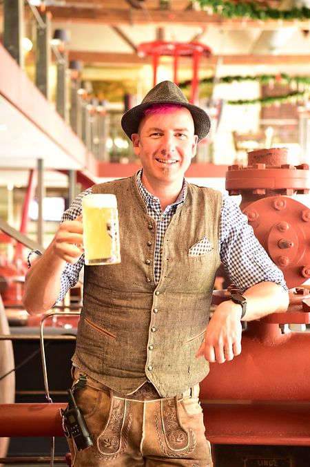 Bar manager, Christian Zirwes in traditional Oktoberfest costume