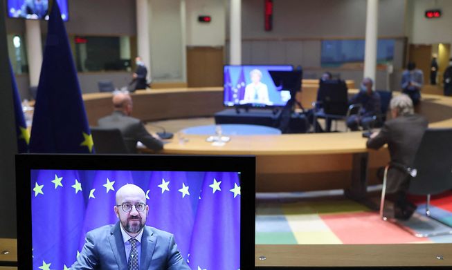 Charles Michel addresses the WHO from Brussels on Monday