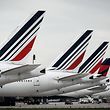 (FILES) This file photo taken on April 11, 2018 shows Air France planes at Paris Charles de Gaulle Airport in Roissy, north of Paris.
Air France shares went into a tailspin on the Paris stock exchange on May 7, 2018 after the resignation of the strike-hit company's CEO. In early bourse business Air France stock was down nearly 13 percent at 7.08 euros. / AFP PHOTO / Philippe LOPEZ