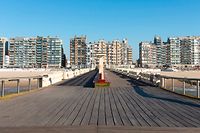 View of the beachfront from the end of the Blankenberge pier, Belgium