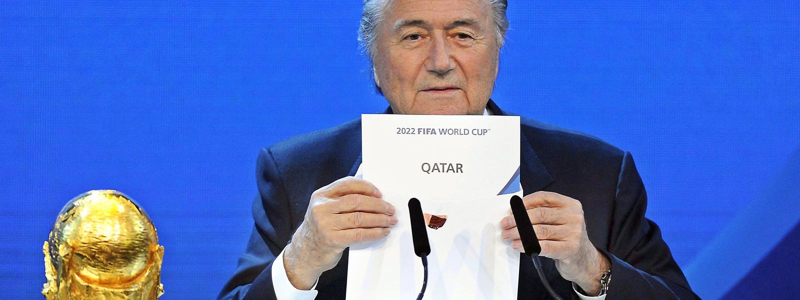 2. Dezember 2010: Sepp Blatter verkündet offiziell, wo die Fußball-WM im Jahr 2022 stattfinden wird.