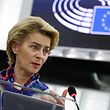 President of the European Commission Ursula von der Leyen gives a speech during the presentation of the priorities of the rotating Presidency of the Council for the next six months at the European Parliament on January 14, 2020 in Strasbourg, eastern France. (Photo by FREDERICK FLORIN / AFP)
