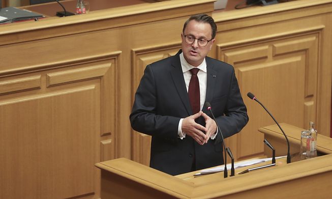 Prime Minister Xavier Bettel addressing parliament on Tuesday