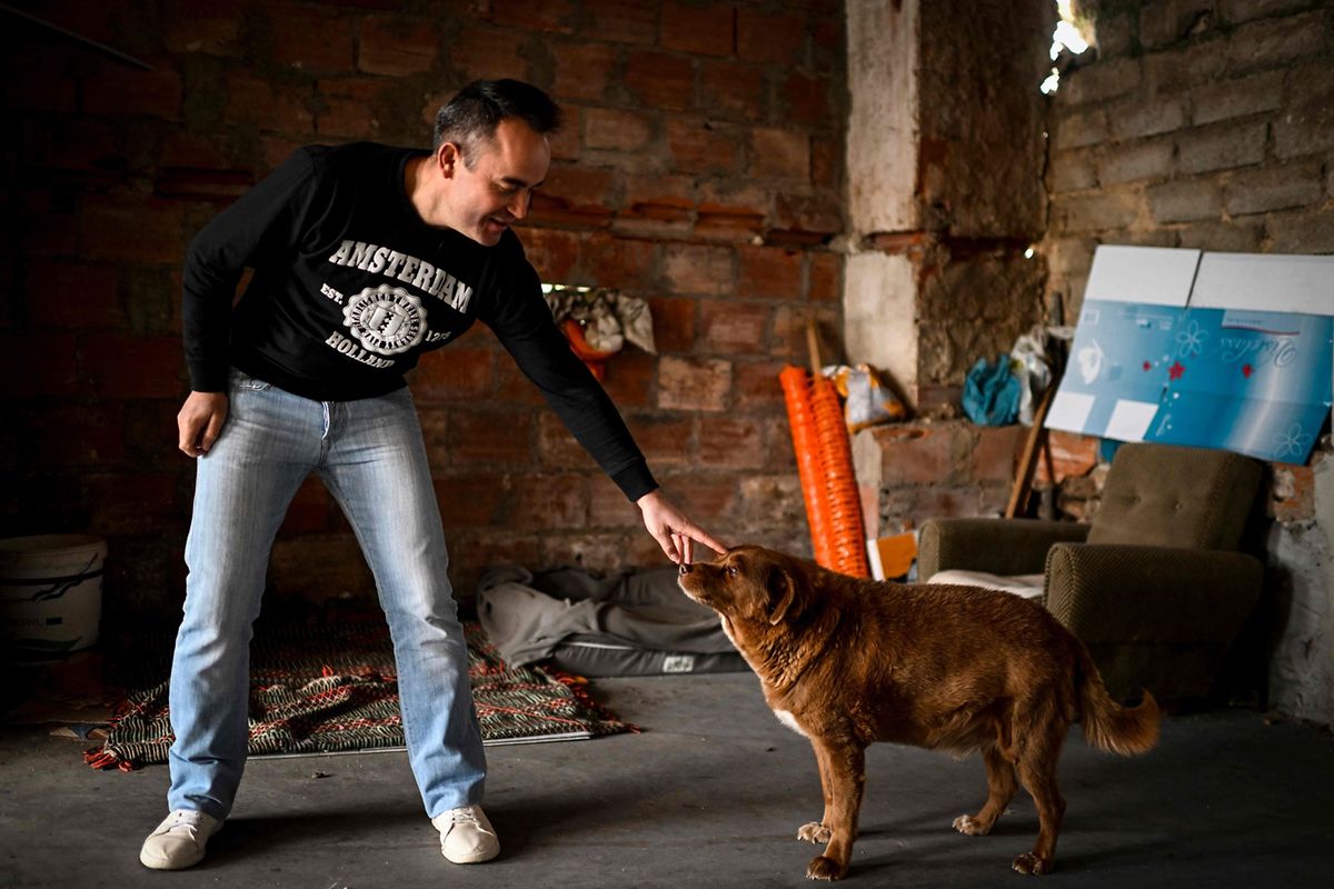 Herrchen Leonel Costa mit seinem Rekordhund. 