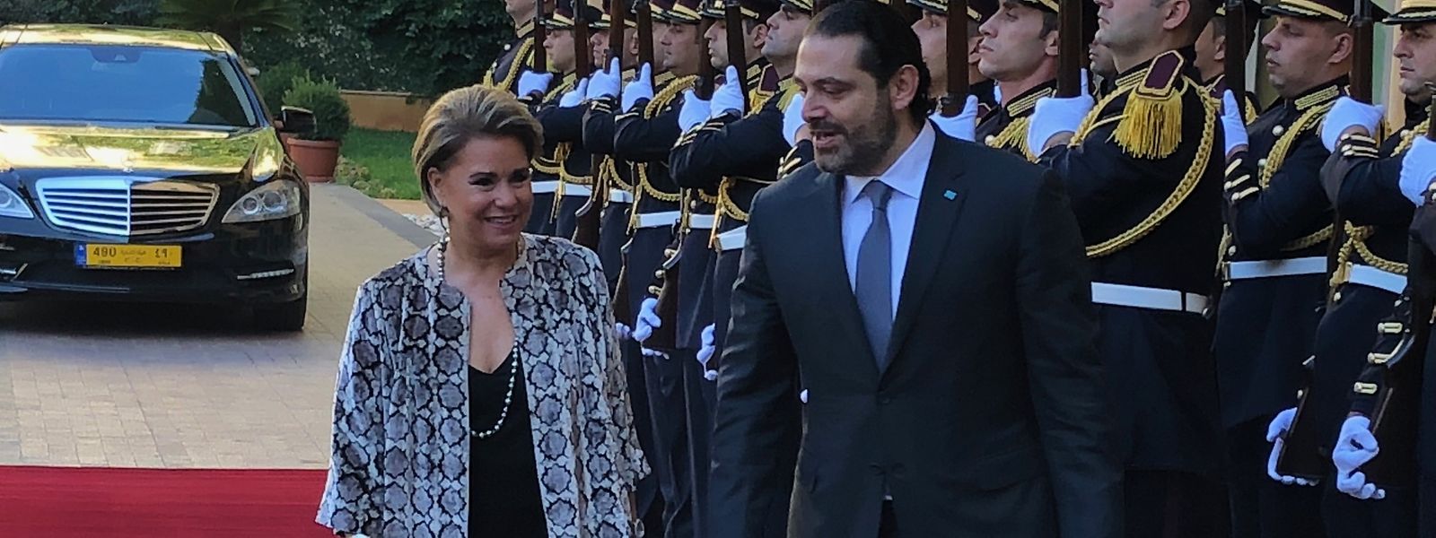 Maria Teresa accueillie par le Premier ministre libanais, Saad Hariri.