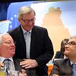 Kommissionspräsident Jean-Claude Juncker (Mitte), hier mit Ehrenstaatsminister Jacques Santer (links), vertritt in der Türkeifrage eine andere Meinung als Laurent Mosar (rechts) und die aktuelle CSV-Fürhung. 