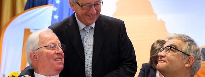 Kommissionspräsident Jean-Claude Juncker (Mitte), hier mit Ehrenstaatsminister Jacques Santer (links), vertritt in der Türkeifrage eine andere Meinung als Laurent Mosar (rechts) und die aktuelle CSV-Fürhung. 