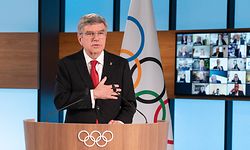 This handout picture taken and released on March 10, 2021 by the International Olympic Committee shows IOC president Thomas Bach speaking after being re-elected during the 137th IOC Session held virtually in Lausanne. - Thomas Bach was on March 10, 2021 re-elected as president of the International Olympic Committee (IOC) for a final four-year term. Bach received unanimous backing in the election in which he was the sole candidate, with 93 of the 94 valid votes from IOC members in favour of his re-election. (Photo by Greg MARTIN / OIS/IOC / AFP) / RESTRICTED TO EDITORIAL USE - MANDATORY CREDIT "AFP PHOTO / IOC / GREG MARTIN" - NO MARKETING NO ADVERTISING CAMPAIGNS - DISTRIBUTED AS A SERVICE TO CLIENTS