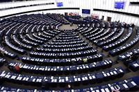 General view of the European Parliament hemicycle in Strasbourg during the valedictory speech by José Manuel Barroso
