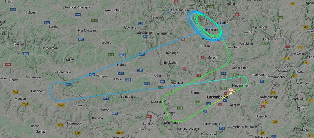 Le site Flightradar a bien identifié la trajectoire du vol LG8013 de Luxair.