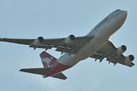 (FILES) In this file photo a Qantas Boeing 747 airliner takes off from Sydney airport to the US on July 22, 2020. - The Boeing 747 has become the plane of American presidents and mass tourism, but the Boeing 747 is about to bow out in the United States, almost 50 years after its first flight. "The 747 gave wings to the world. It shrunk the world", said to AFP by Michael Lombardi, historian of the aircraft manufacturer Boeing, of which this aircraft is one of the symbols. (Photo by PETER PARKS / AFP)