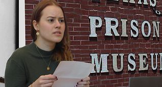 Lina Peller in her role as Steph, a character that bears resemblance to playwright Stephanie Ridings