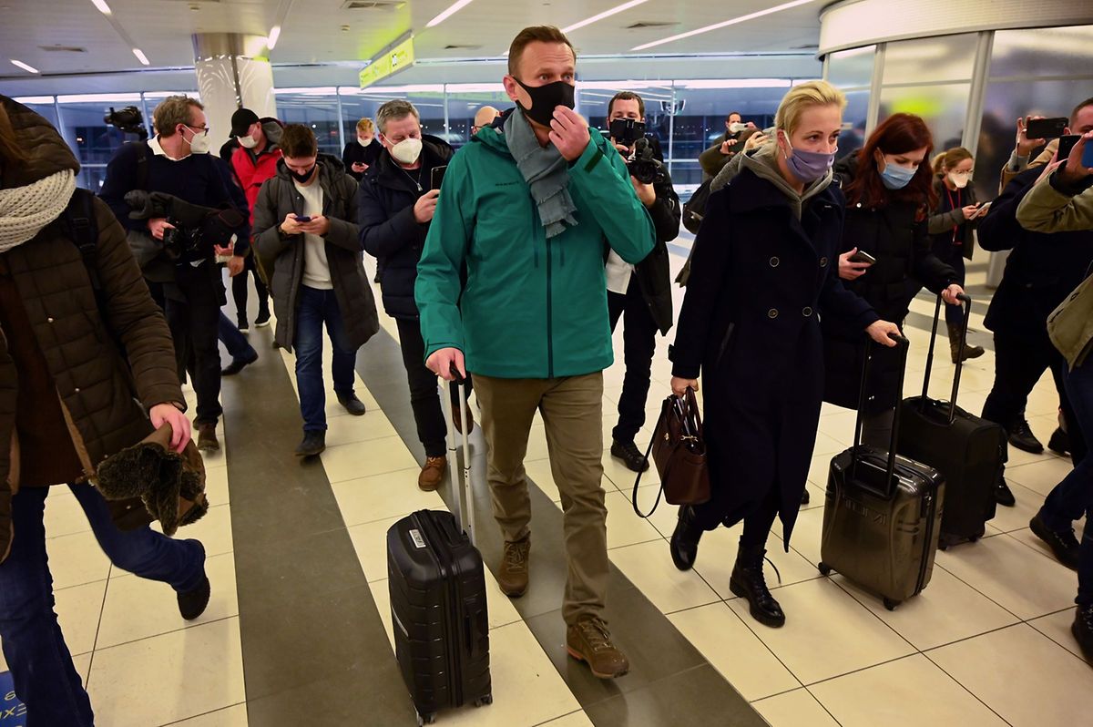 Opposition leader Alexei Navalny arrived in Moscow on 17 January Photo: AFP