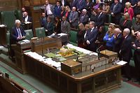A video grab from footage broadcast by the UK Parliament's Parliamentary Recording Unit (PRU) shows Speaker of the House of Commons John Bercow (L) reading the address from the Queen that was just read by the Speaker of the House of Lords in the House of Commons in London on September 10, 2019, after the ceremony to prorogue (suspend) parliament. - The UK Parliament was prorogued, or suspended, until October 14, 2019. (Photo by HO / various sources / AFP) / RESTRICTED TO EDITORIAL USE - MANDATORY CREDIT " AFP PHOTO / PRU " - NO USE FOR ENTERTAINMENT, SATIRICAL, MARKETING OR ADVERTISING CAMPAIGNS - EDITORS NOTE THE IMAGE HAS BEEN DIGITALLY ALTERED AT SOURCE TO OBSCURE VISIBLE DOCUMENTS