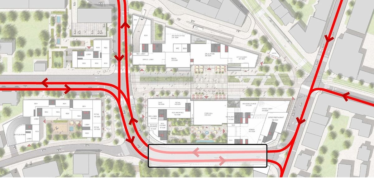 Eine Unterführung soll dazu beitragen, dass für den öffentlichen Platz eine weiträumige Fläche zur Verfügung steht.