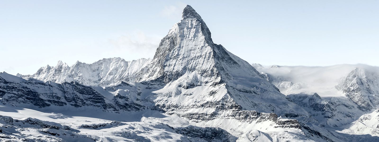 Blick auf das Matterhorn im Winter.