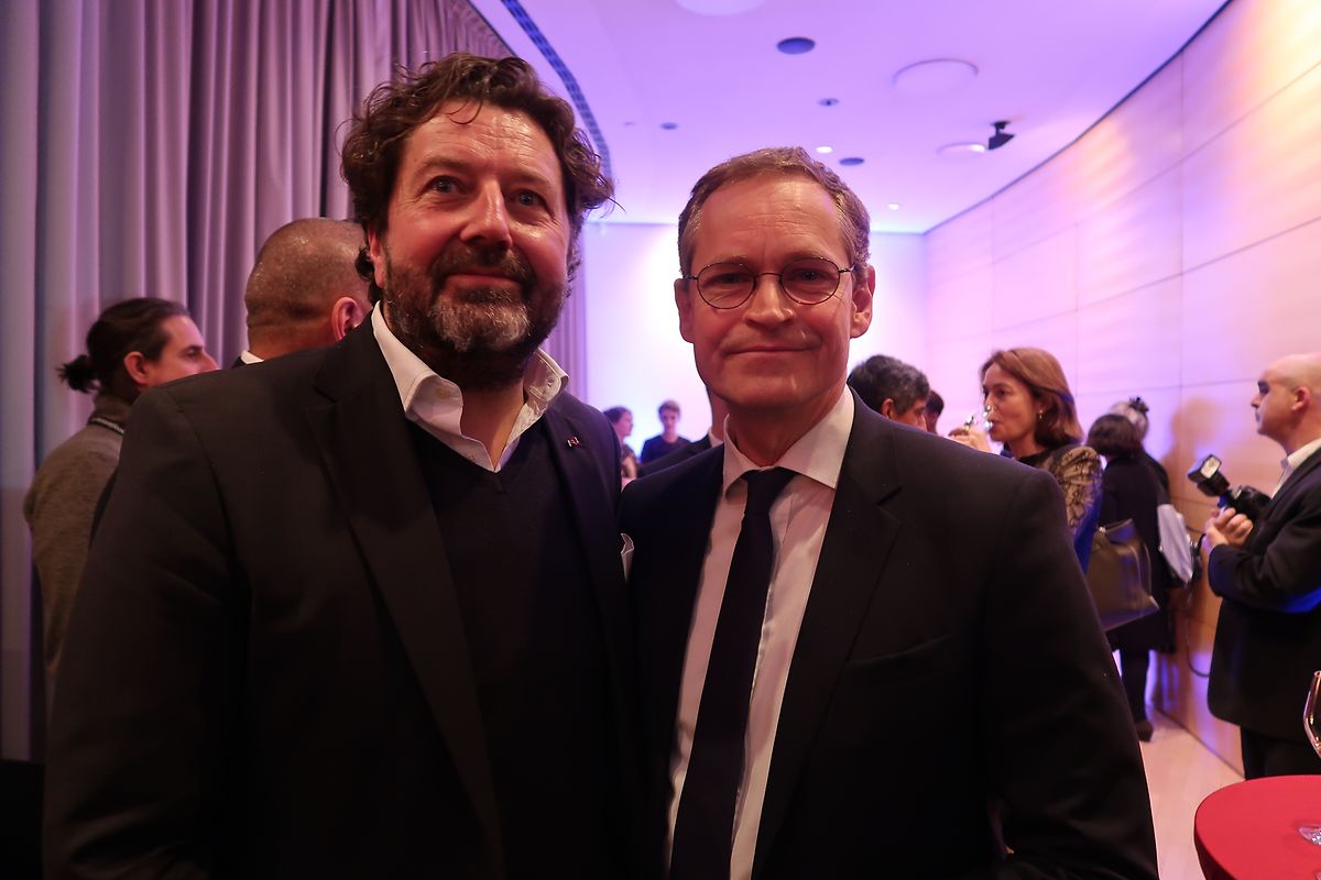 Berlins Regierender Bürgermeister Michael Müller -  hier rechts an der Seite von Filmfund-Direktor Guy Daleiden -  betonte die Zusammenarbeit mit Luxemburg; insbesondere in puncto Kreativwirtschaft