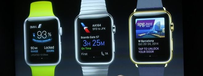 Apple-Chef Tim Cook gab im Oktober 2014 bei einer Präsentation in Cupertino einen Ausblick auf die erste Apple-Uhr.