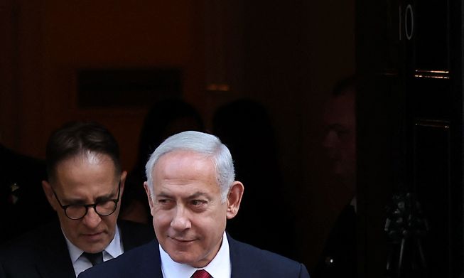 Israel's Prime Minister Benjamin Netanyahu leaves from 10 Downing Street in central London on 24 March, 2023