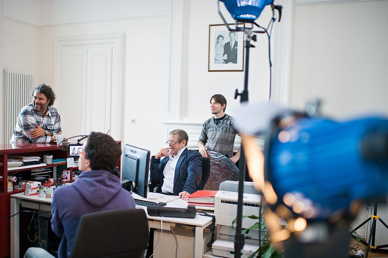 Am Set vom  Kurzfilm "Roude Léiw".