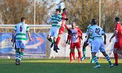 Brian Babit (Swift - 99) - Guillaume Thierry Trani (Hostert - 97) / Fussball BGL Ligue Luxemburg, 14. Spieltag Saison 2020-2021 / 27.02.2021 / FC Swift Hesperingen - US Hostert / Stade Alphonse Theis / Foto: Yann Hellers