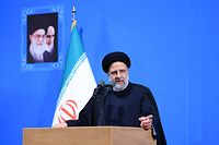 Irans Präsident Ebrahim Raisi bei einer Ansprache an der Universität von Teheran. 