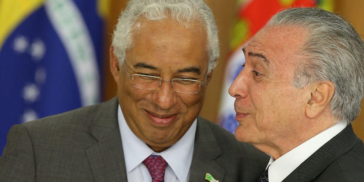 O primeiro-ministro português António Costa e o Presidente do Brasil, Michel Temer